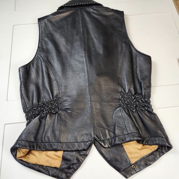 Wilsons Women's Leather & Suede Vest Whimisgoth Black Studded Biker size Large - Picture 5 of 12